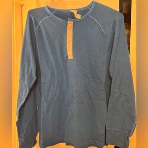 lululemon athletica Blue and Tan Long Sleeve Henley Shirt NWT M